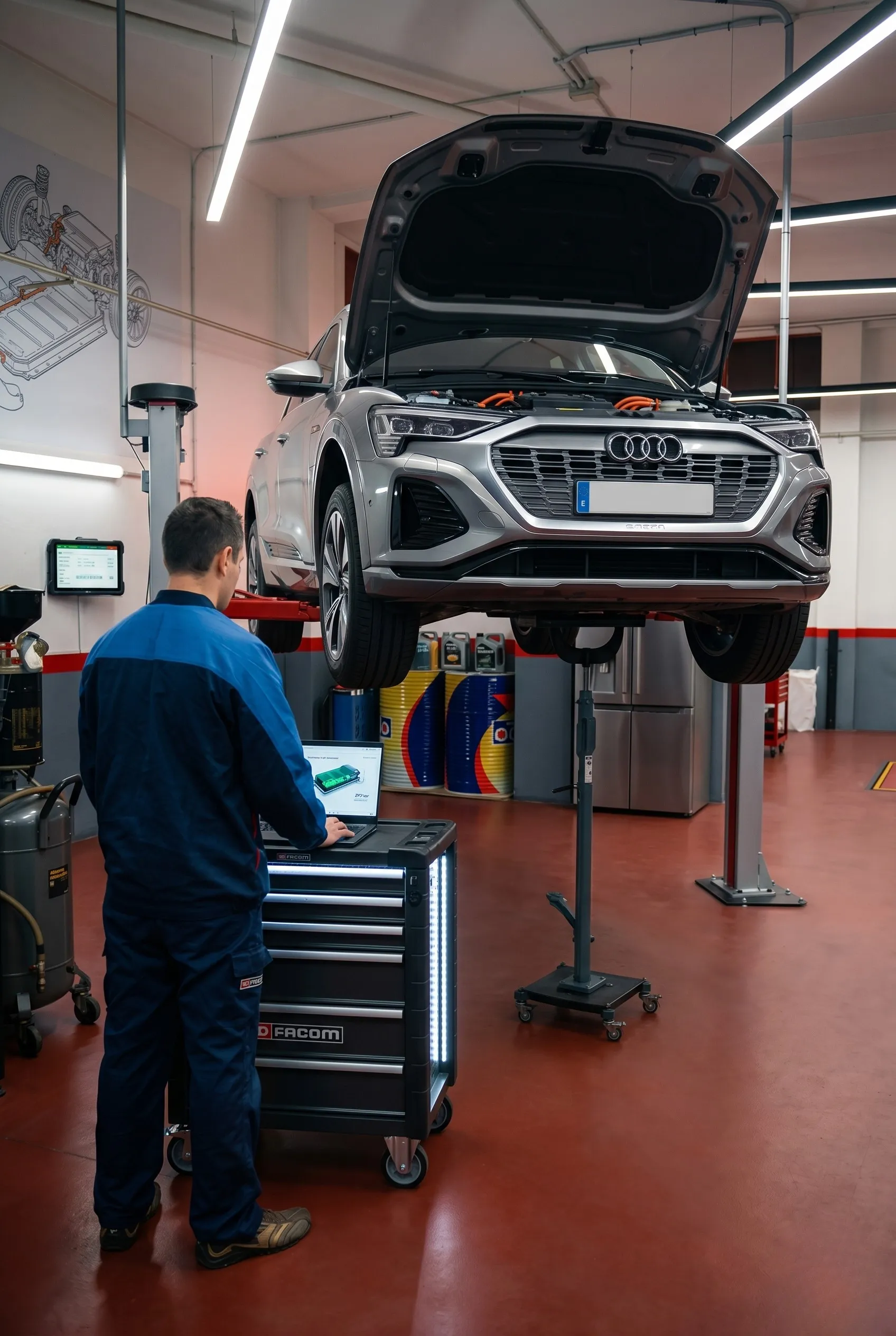 Diagnosis electrónica de un vehículo elevado en el taller MOTOR SIN
